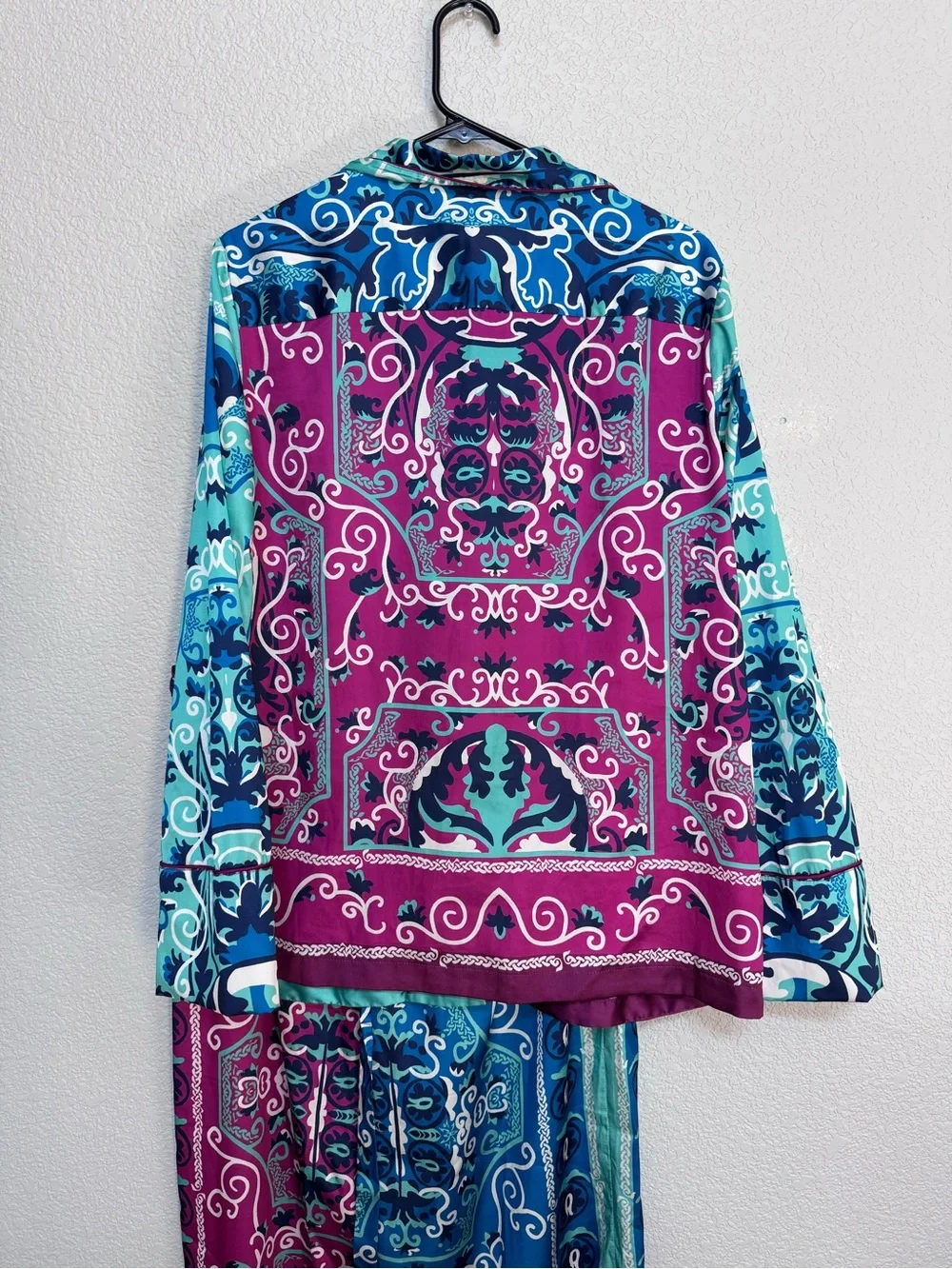 Anthropologie Silky Button Down Matching Pajama Set Women’s S/M Paisley Boho
